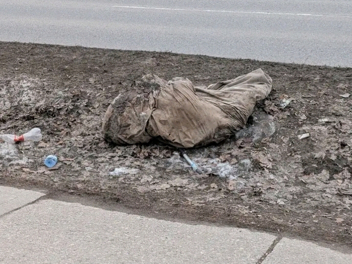 Dirty blanket found by roadside on Dundas st. London Ontario close to Tuleen Tayeh area